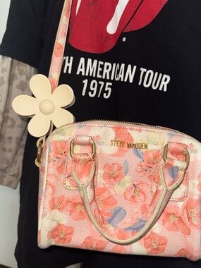 Steve Madden Pink Floral Crossbody Bag with Gold Hardware